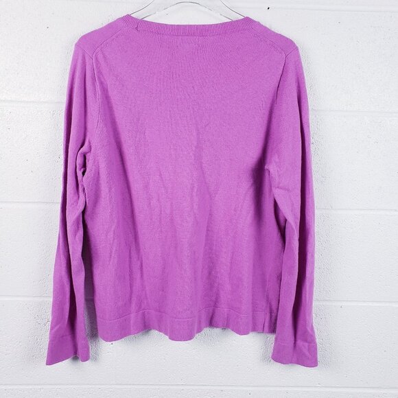 J Crew Cotton-Wool Blend Teddie Sweater Purple Crewneck Knit Pullover Size Large - Picture 2 of 6